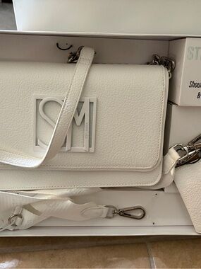 Steve Madden White Pebble Leather Crossbody